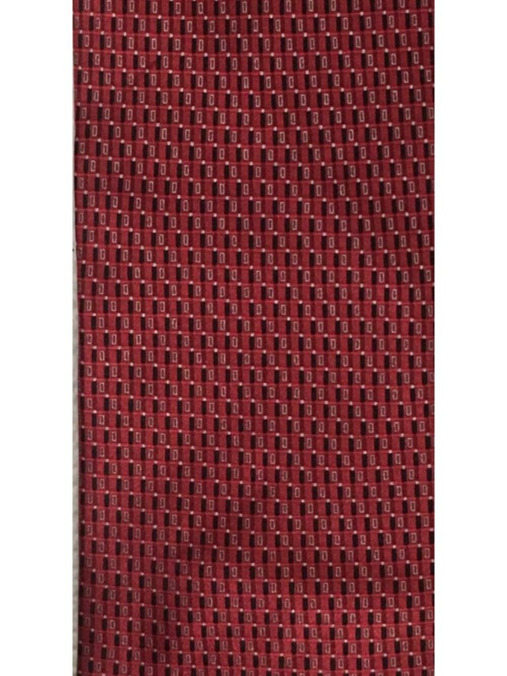 John Bartlett Neck Tie 2 Shades of Red Triangle Pattern Silk 3.25 Wide 56.5 Long
